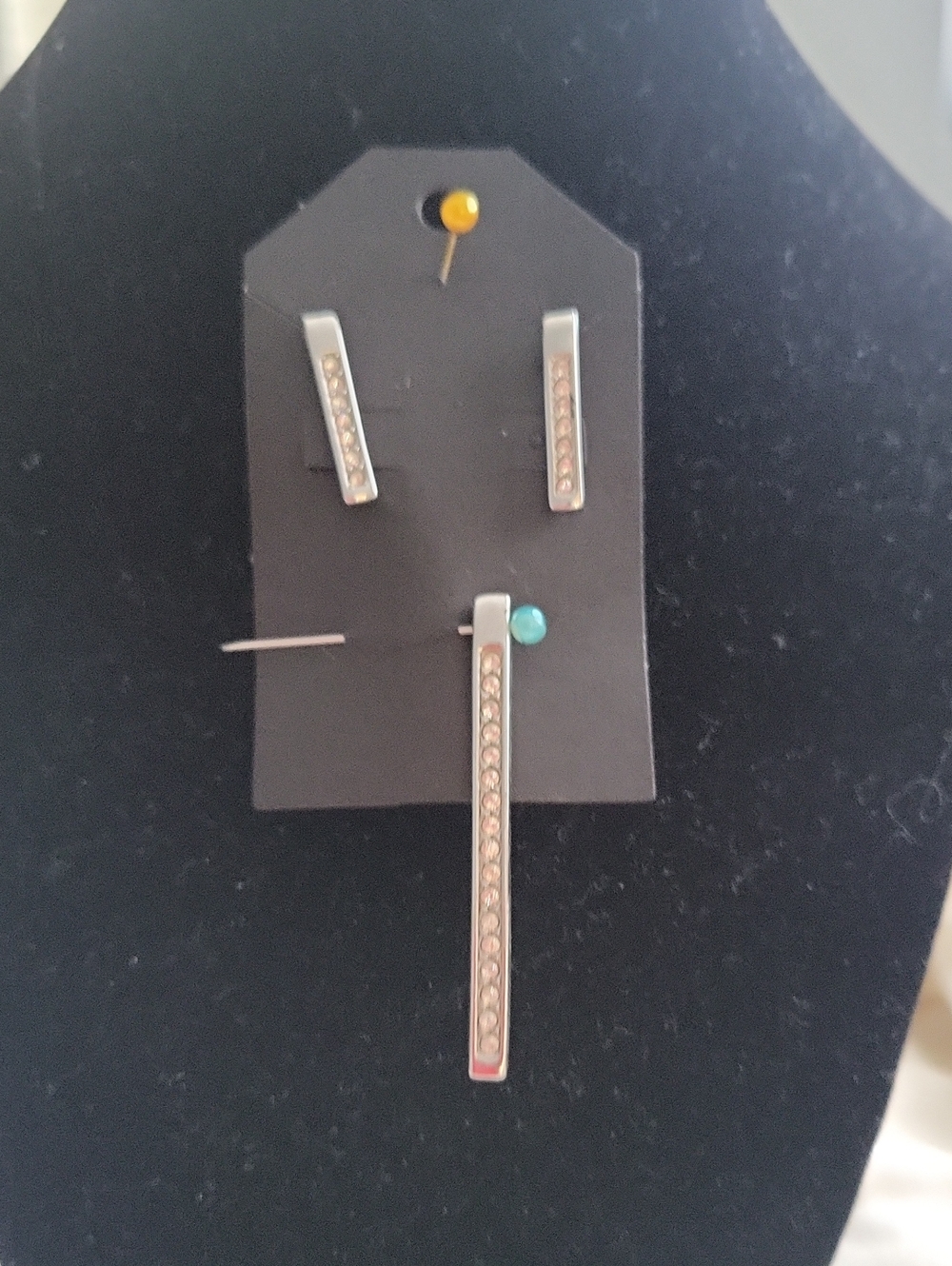Swaroski Bar Earrings And Bar Pendant For Necklace